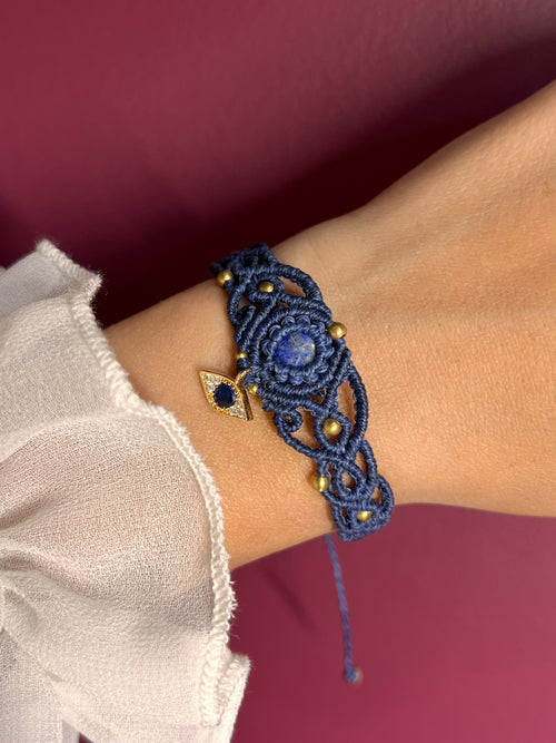 création micro macramé la magie de ledy Lapis lazuli 