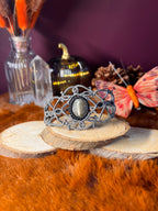 Bracelet manchette en labradorite « Billy » – Micro-macramé fait main