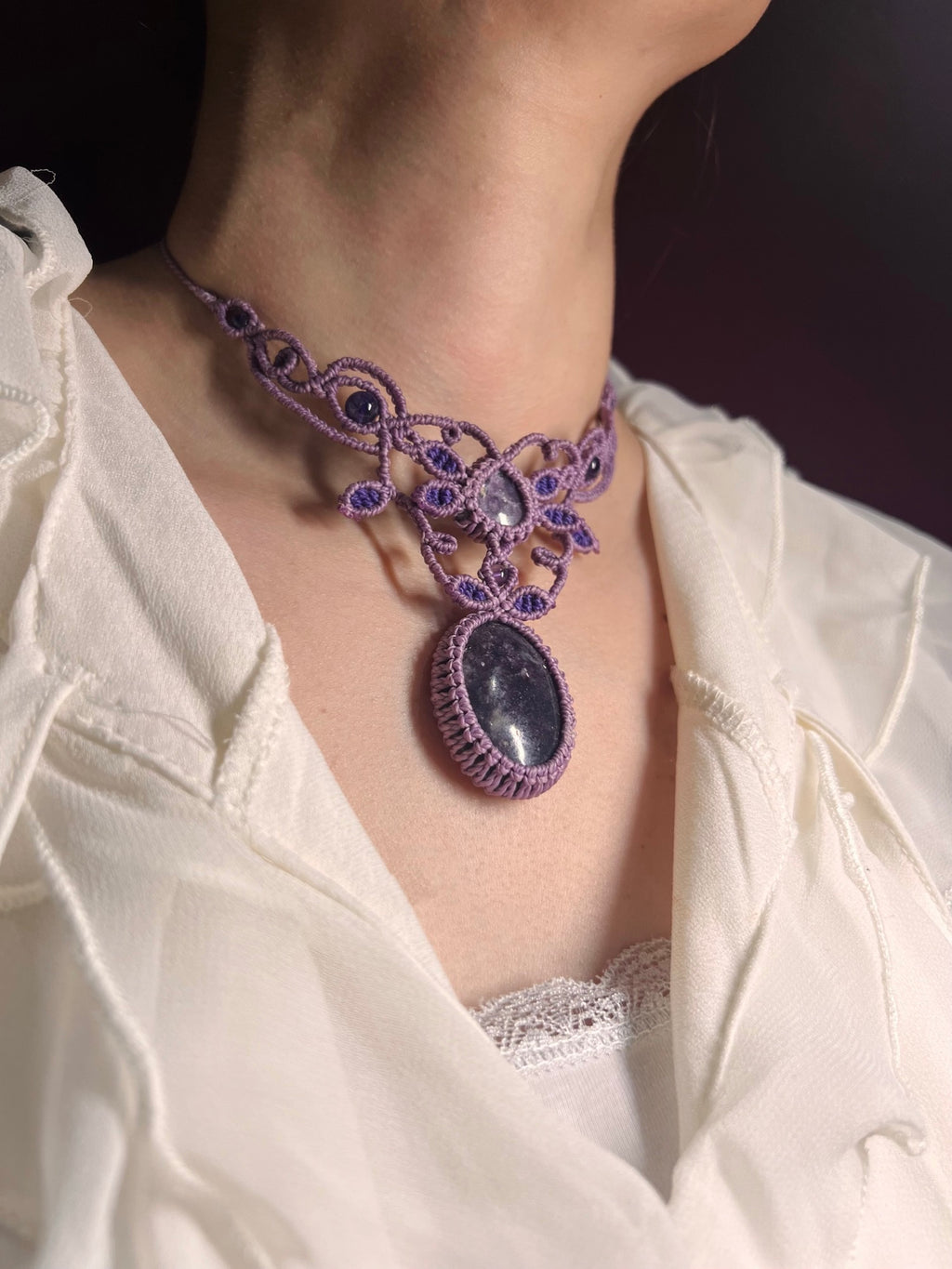 Collier « Flora » — Lépidolite