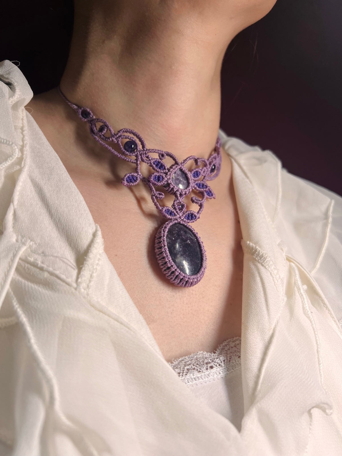 Collier « Flora » — Lépidolite