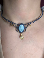 Collier « Marie » — Larimar & Ex-voto sacré