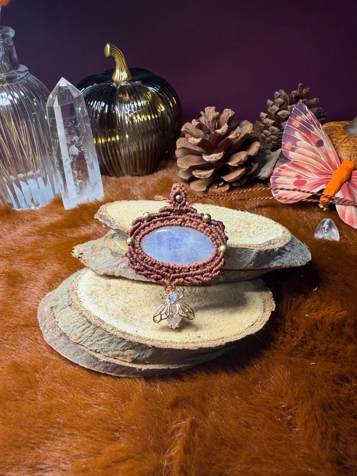Talisman Automne Indien — Labradorite Blanche Péristérite