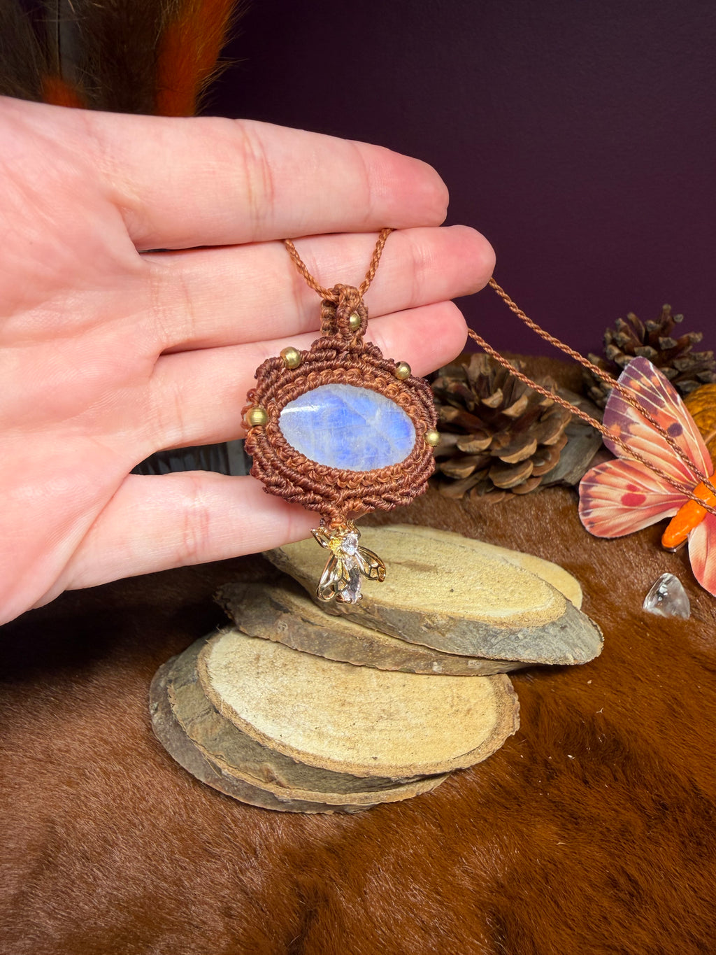 Talisman Automne Indien — Labradorite Blanche Péristérite